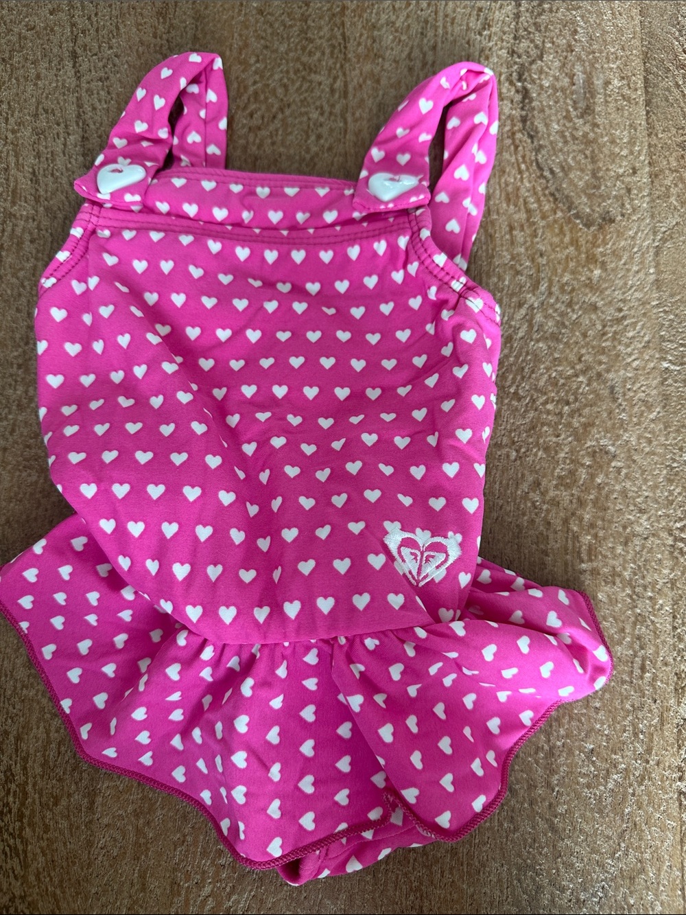 Roxy Girls Pink Heart Ruffle One-Piece Swimsuit